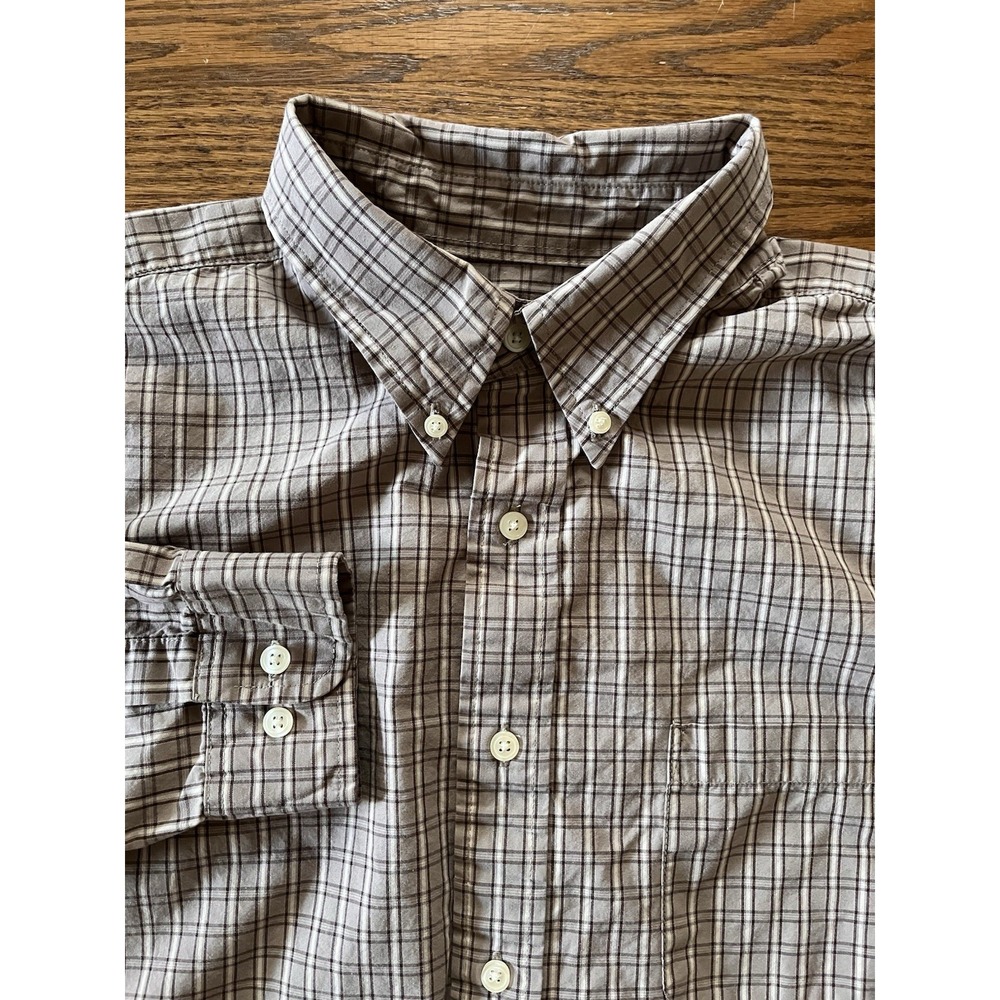 Eddie‎ Bauer Mens XL Black/Gray Plaid Button Down Long Sleeve Shirt